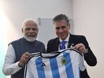 PM Narendra Modi receives Lionel Messi's Argentina shirt as a gift during India Energy Week - See pics