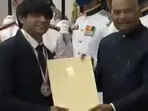 Olympic gold medalist Neeraj Chopra receives Major Dhyan Chand Khel Ratna award