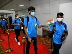 Rapturous scenes at Delhi airport as Indian athletes depart for Tokyo Olympics