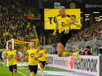 Haaland scores twice on return to send Dortmund top of the Bundesliga