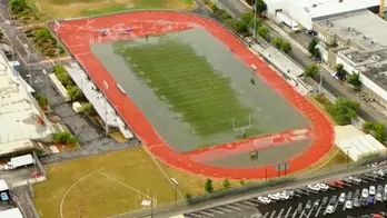 California football field flooded as Tropical Storm Hilary hammers region