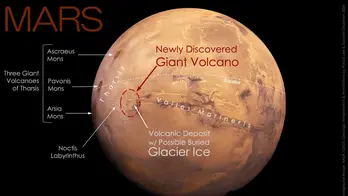 Giant volcano 'hidden in plain sight' discovered on Mars, scientists say